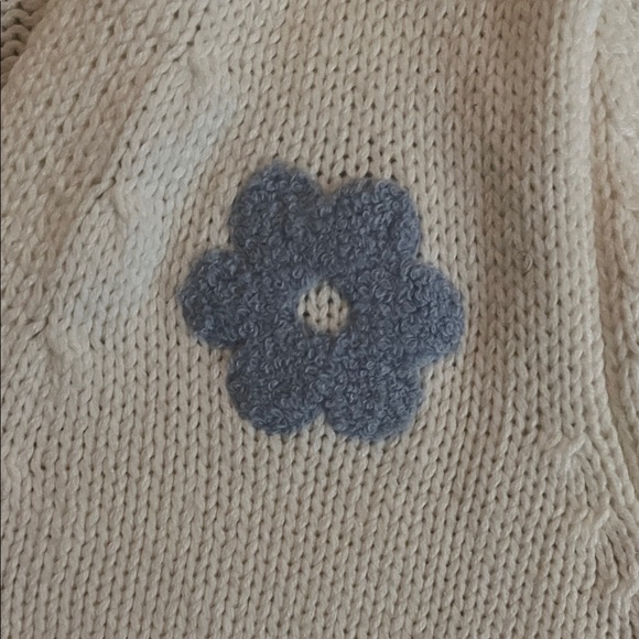 White Floral Puff Sleeve Cardigan Forever 21 - Picture 3 of 4